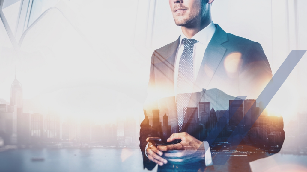 Empresa 1 Homem de negócios em uma apresentação